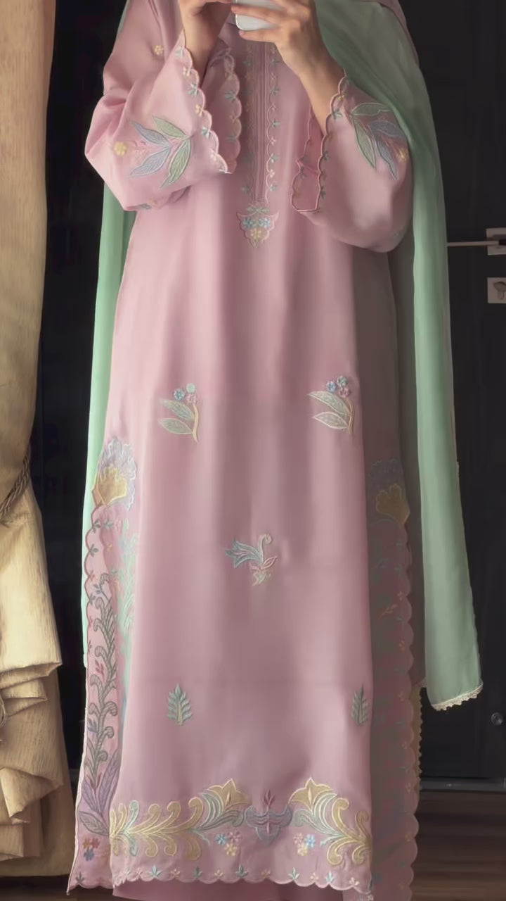 Pink Embroidery 3Pcs Suit